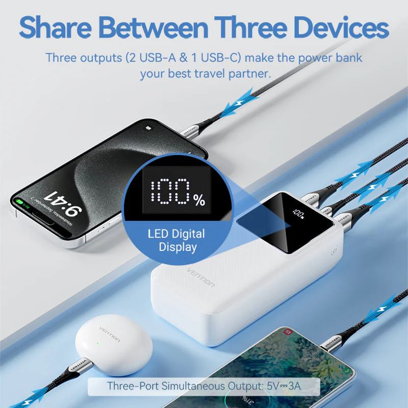 Vention Fhmw0 30000Mah 22 5W Power Bank With Digital Display A