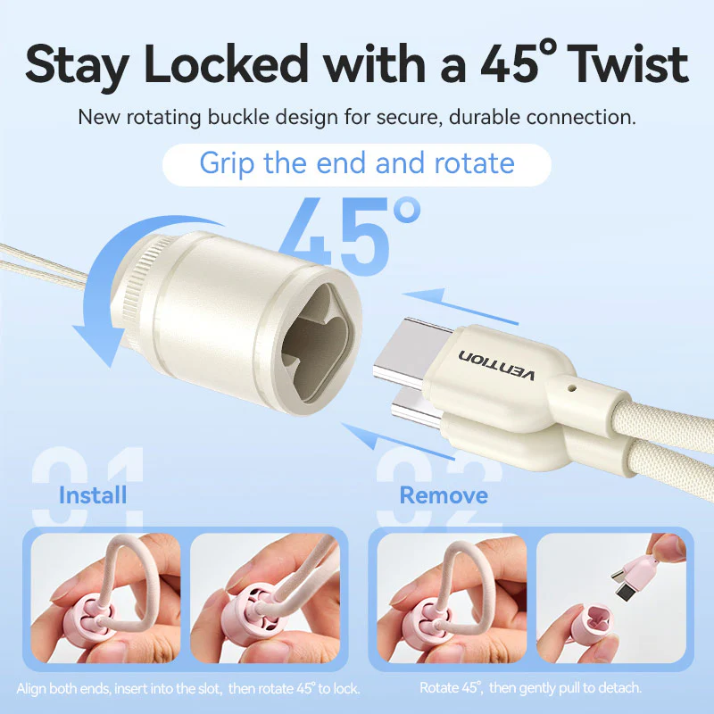 Vention Fkab0 C 10000Mah 22 5W Fast Charging Power Bank With Built In Usb C Cable D