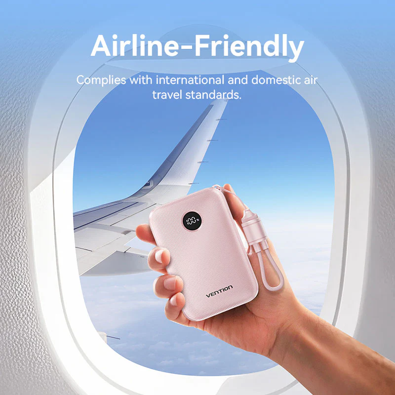 Vention Fkal0 C 10000Mah 22 5W Fast Charging Power Bank With Built In Usb C Cable B