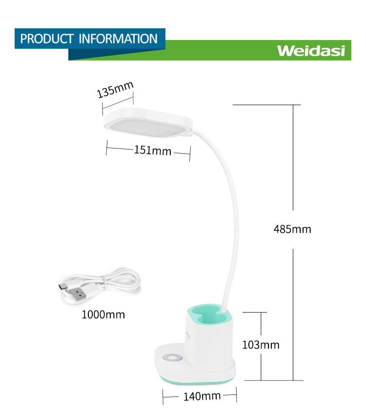 Weidasi Wd 6078 Rechargeable Flexible Touch Control Led Lamp With Pen Holder B