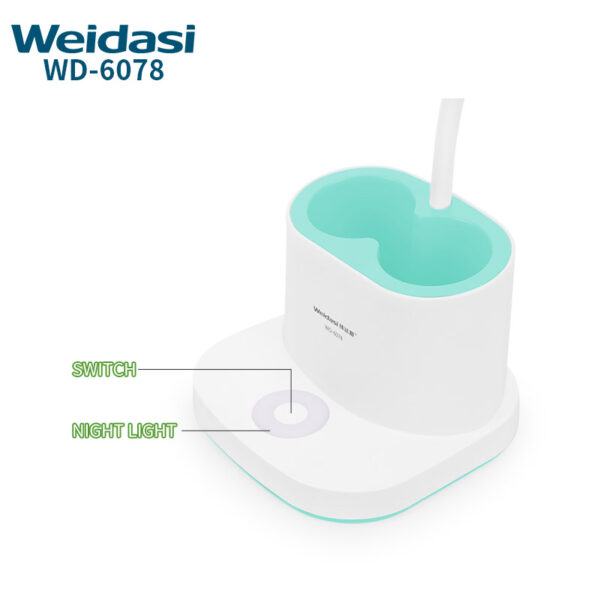 Weidasi Wd 6078 Rechargeable Flexible Touch Control Led Lamp With Pen Holder C