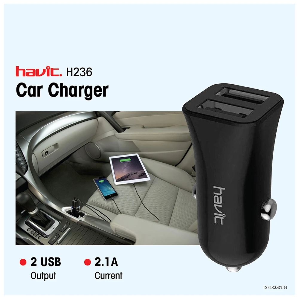 Havit H236 Dc5V 2 1A Dual Usb Port Car Charger C