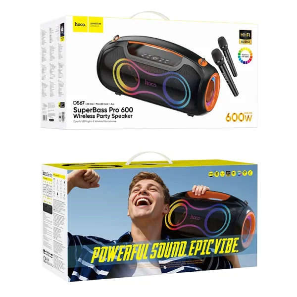 Hoco Ds67 Bluetooth Party Speaker With 2 Wireless Microphones C