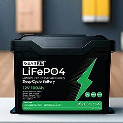 GearUP 12V 100Ah LifePO4 Lithium Battery with Smart BMS + Bluetooth