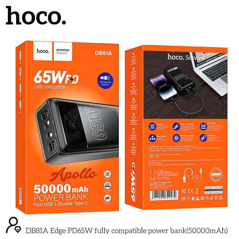 Hoco Db81A 65W Pd 50000Mah Power Bank C Hoco Db81A 65W Pd 50000Mah Power Bank C