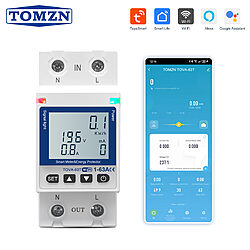 TOMZN TOVA 63T WIFI Circuit Breaker 63A Energy Meter TUYA App Support White Display