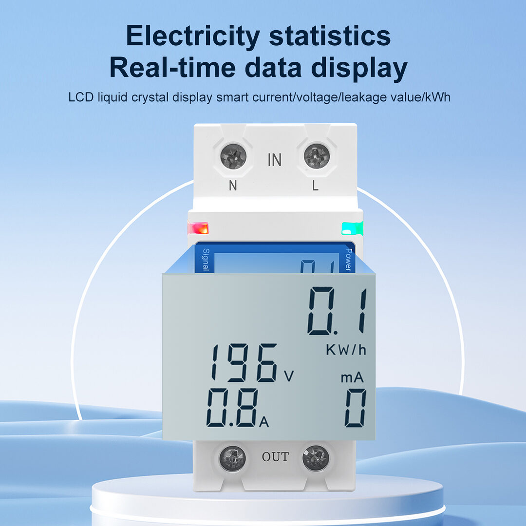 Tomzn Tova 63T Wifi Circuit Breaker 63A Energy Meter Tuya App Support White Display A