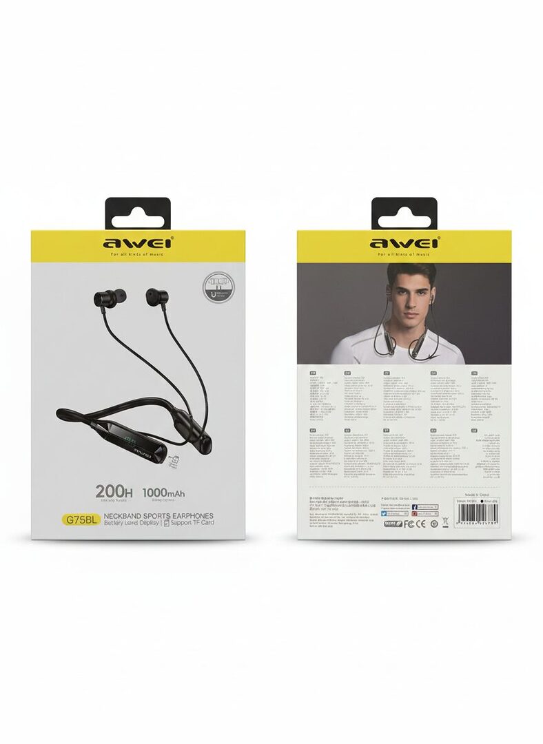 Awei G75Bl Sports Neckband With Display Awei G75Bl Sports Neckband With Display