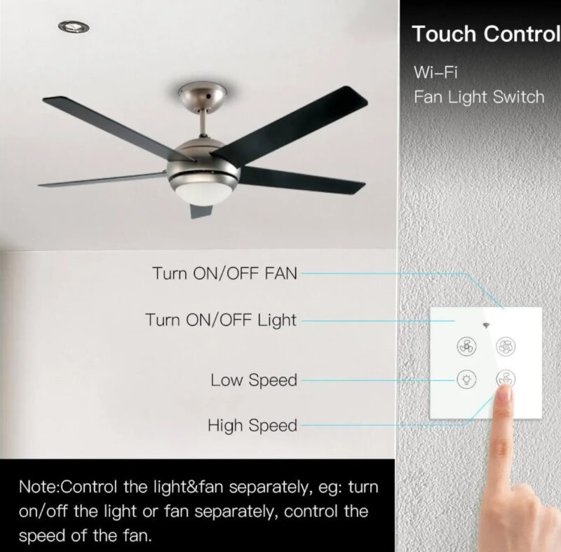 Gearup Wi Fi Ceiling Fan Speed Controller &Amp; Light Switch (Without Remote) A Gearup Wi Fi Ceiling Fan Speed Controller &Amp; Light Switch (Without Remote) A