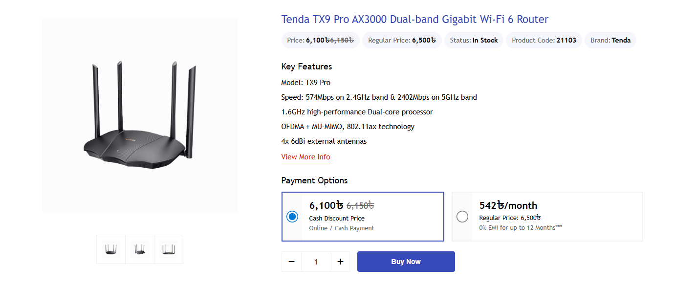 Tenda Tx9 Pro Ax3000 Dual Band Gigabit Wi Fi 6 Router Bd