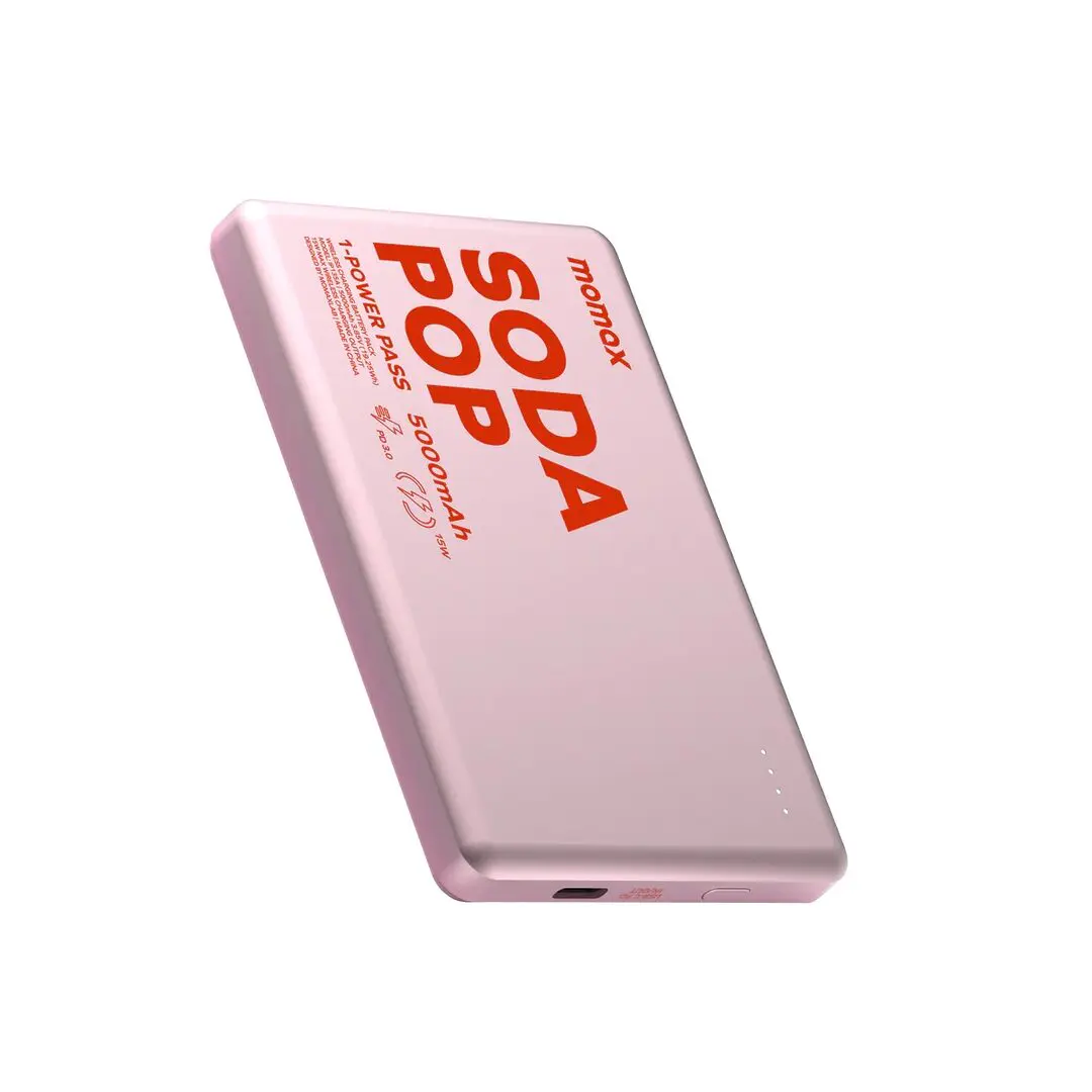 Momax 1 Power Pass Soda Pop Magnetic Wireless Power Bank 5000Mah – Pink Momax 1 Power Pass Soda Pop Magnetic Wireless Power Bank 5000Mah – Pink