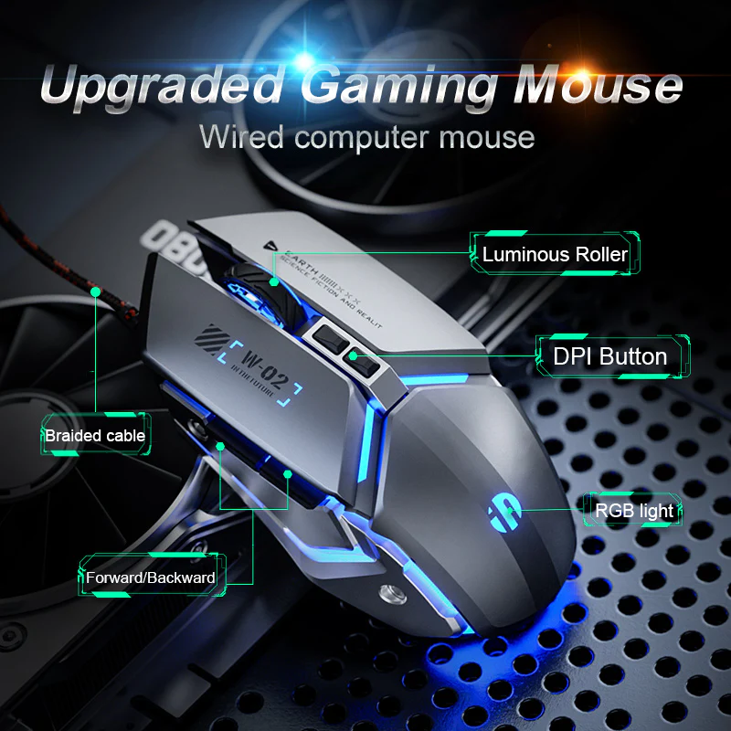 Inphic W2 Ⅱ Silent Wired Gaming Mouse A