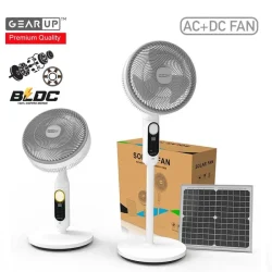 Gearup Premium Series Rechargeable Bldc Solar Stand Fan Acdc – 25W Solar Panel Included